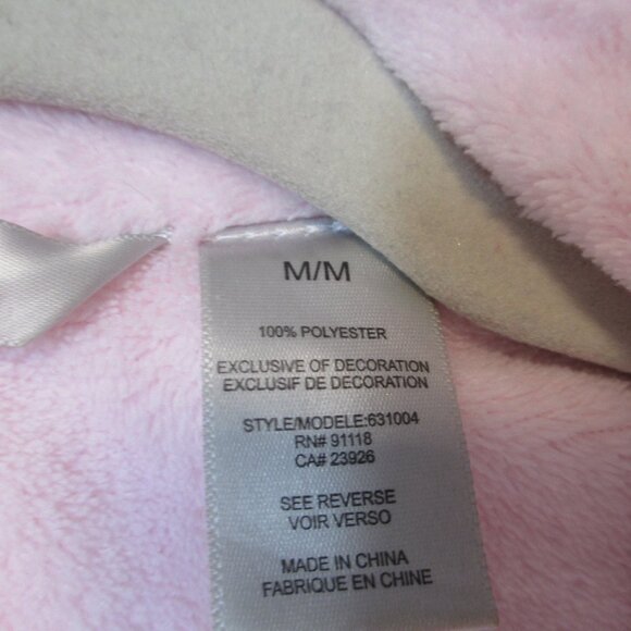 Jasmine Rose Size M Pink Plush Snap Bathrobe Fluffy Cozy Embroidered - Picture 8 of 8